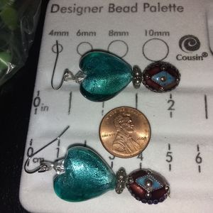 💝💓WONDERFUL!/ GLASS DIAMOND BEAD EARRINGS 💕🤗